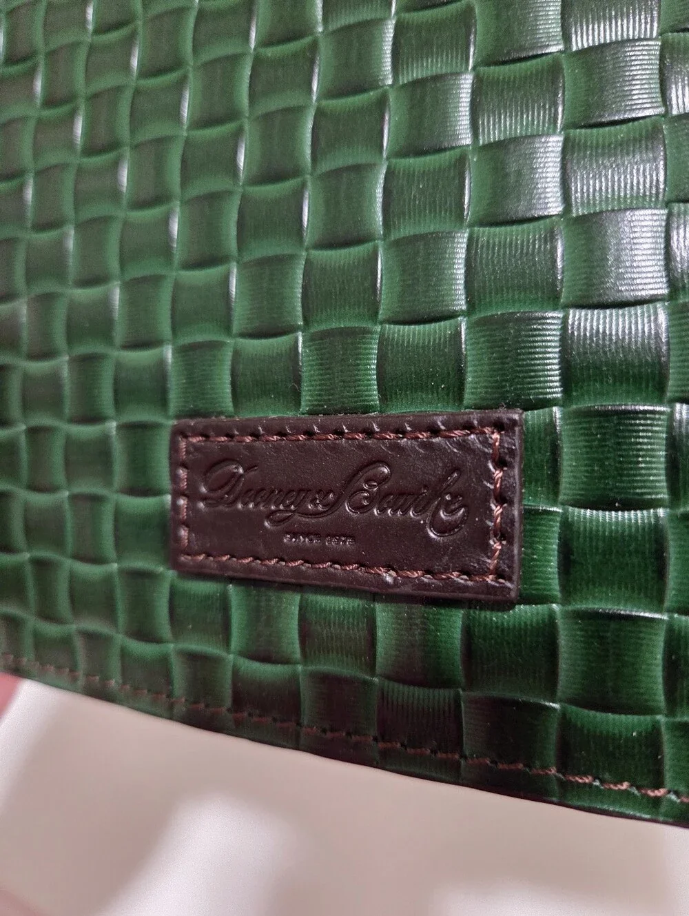 Dooney And Bourke Green Woven Leather Wristlet